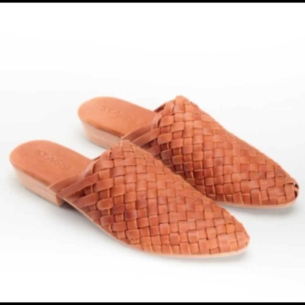 St. Agni Woven Leather Mule in Tan